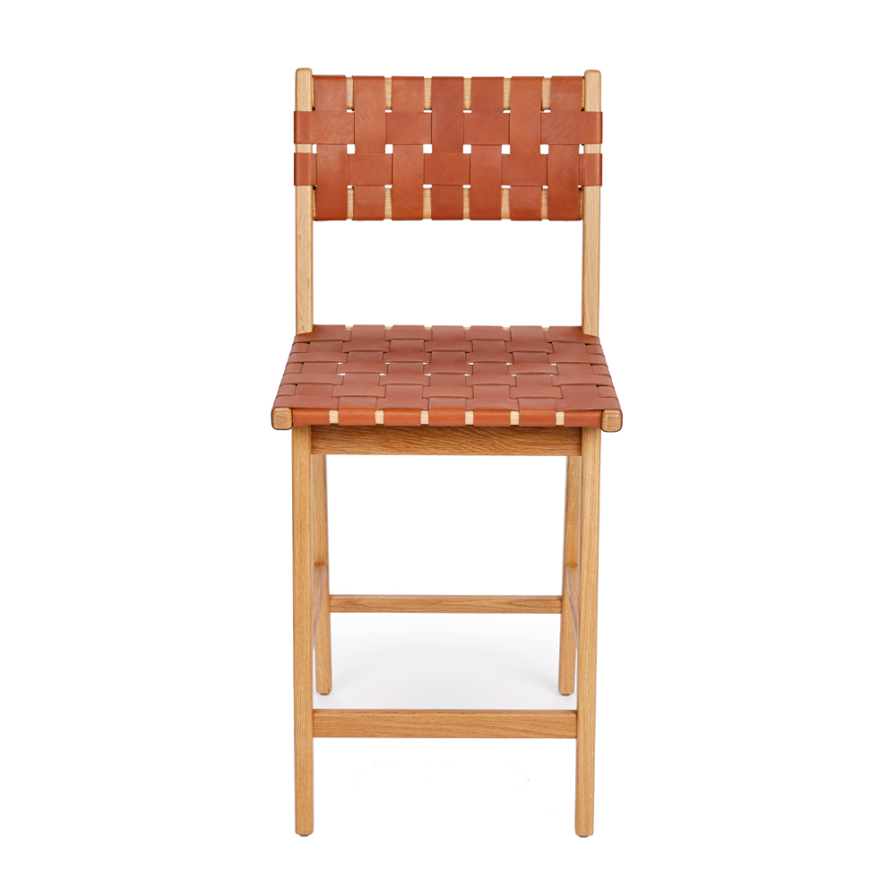 Woven Leather Dining Stool